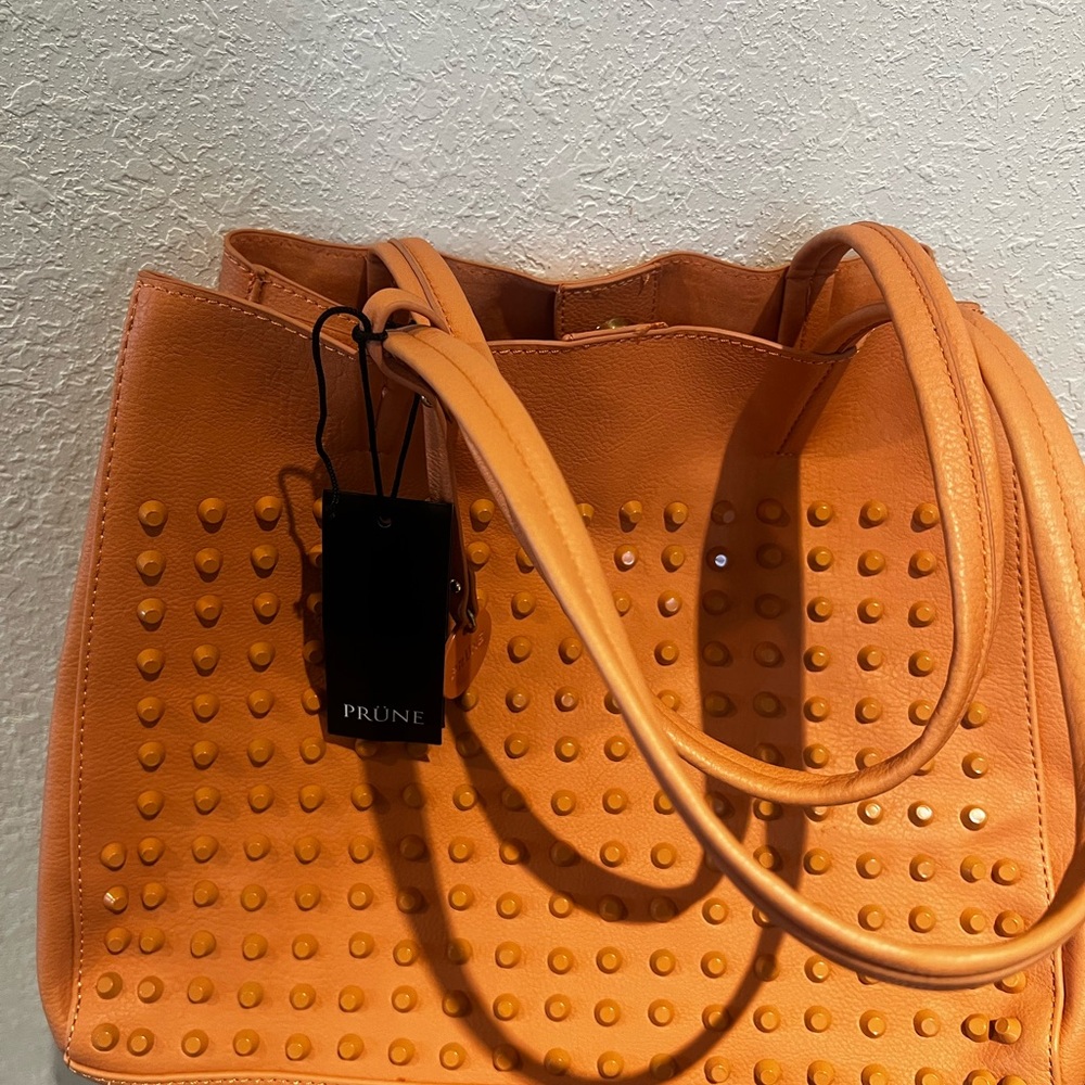 Prune Orange Studded Tote Bag - Picture 4 of 15